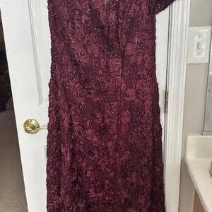 Alex Evenings Rosette A-Line Gown with Sequin Detail & Short Illusion sleeves